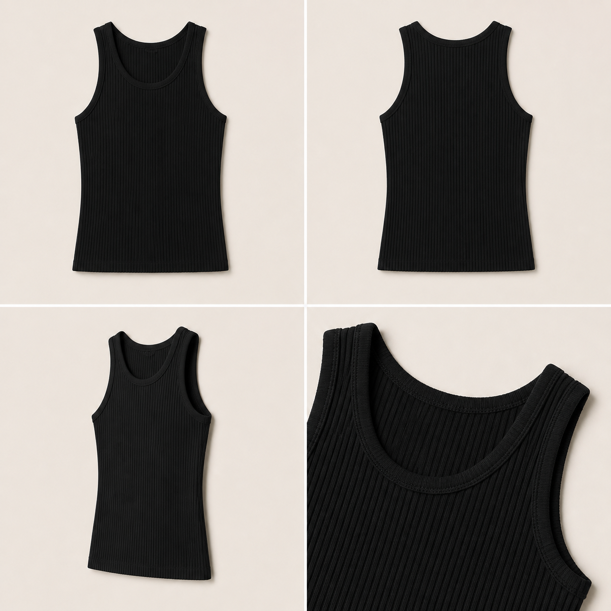 Archive Rib Tank in Black, front view