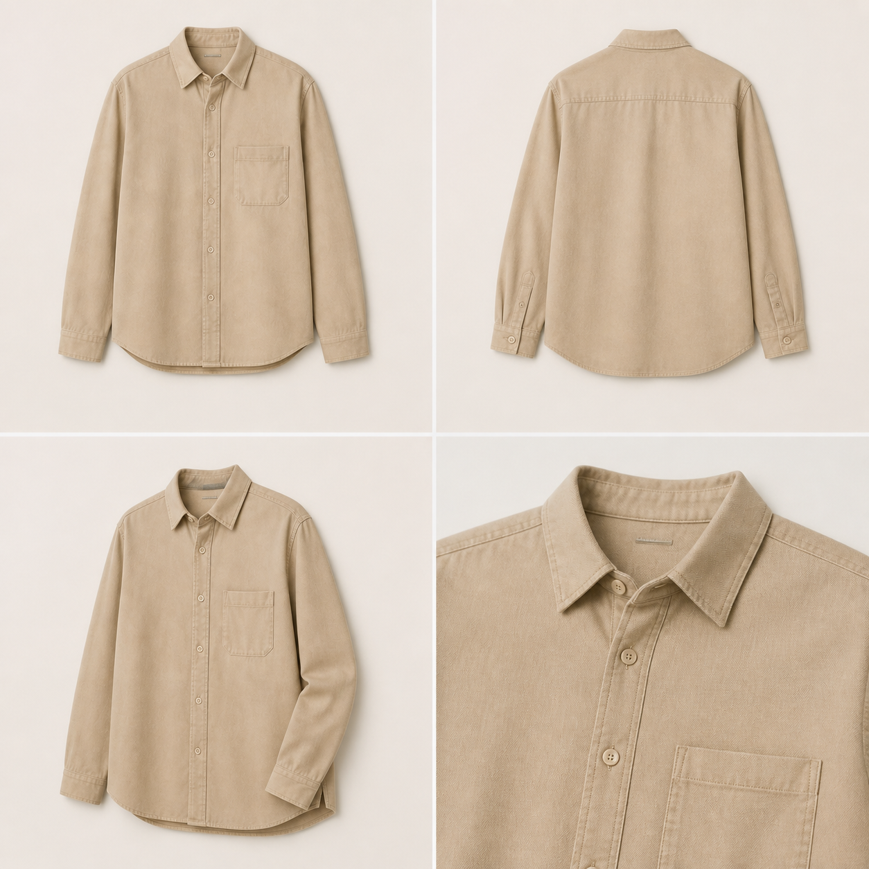Axis Poplin Shirt in Sand, front view