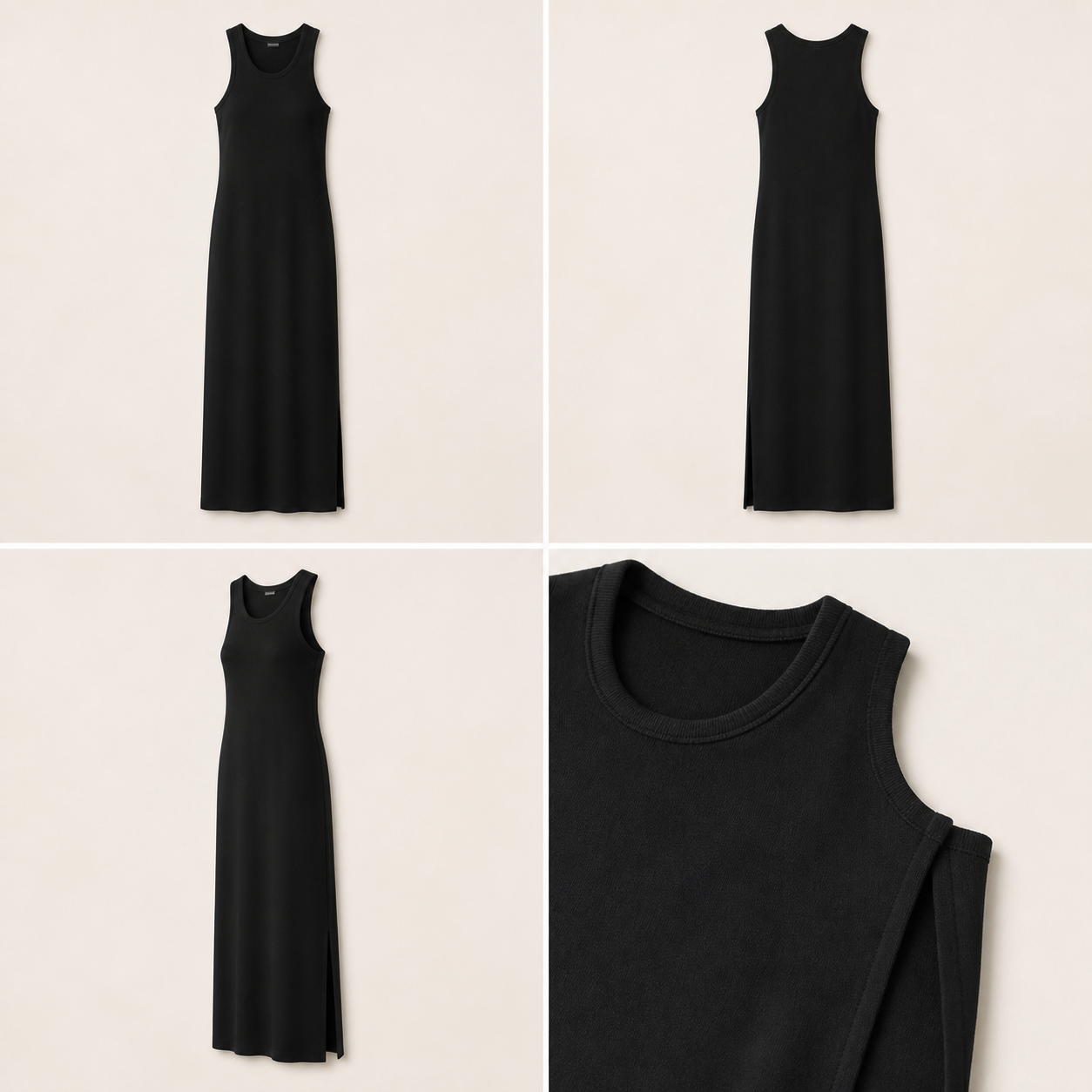 Column Jersey Dress in Black, front view