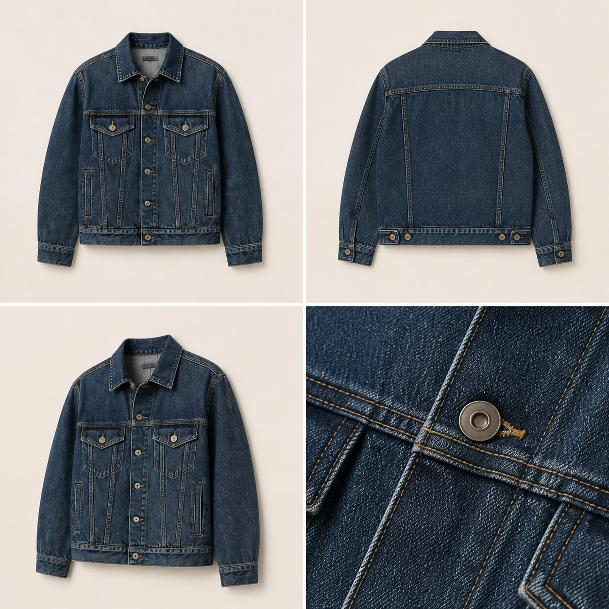 Washed Denim Jacket in Indigo, front view